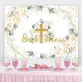 Weiss Blume Gold Gott Segnen Glücklich Geburtstag Backdorp